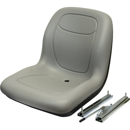 Track Fork Kit - New Grey HIGH BACK SEAT w/ Slide Track Kit for Case Forklift Fork Lift Truck by The ROP Shop