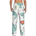 thumbnail image 3 of Uemuo Music Lover Dinosaur Pattern Men's Wide Leg Palazzo Lounge Pants with Pockets Light Weight Loose Comfy Casual Pajama Pants-Small, 3 of 9