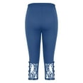 thumbnail image 5 of Stamzod Capri Leggings for Women Summer Solid Color High Waisted Lace Capris Casual Slim Fitting Yoga Gym Leggings for Women Blue J S, 5 of 7