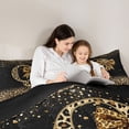 thumbnail image 4 of Erosebridal Chic Cheetah Print Bedding Comforter Set, Personalized Initial Q King Bedding Sets, Black Brown, Black Reversible 7 Pieces, 4 of 6