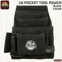 Graintex SS2780 :: 10 POCKET NAIL & TOOL POUCH BLACK COLOR SUEDE LEATHER