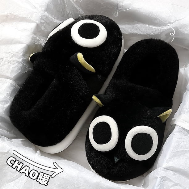 QYCKABY Invierno Cálido Dibujos Animados Lindo Gato Extraño Hogar Mujeres Hombres Pantuflas de Algodón Suaves Cómodas Felpa Cálidas Pantuflas Kawaii Suministros