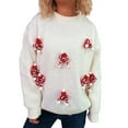 thumbnail image 2 of Women's Multi-Color Christmas Elf Print Sweater - Warm Winter Festive Casual Wear, 2 of 6