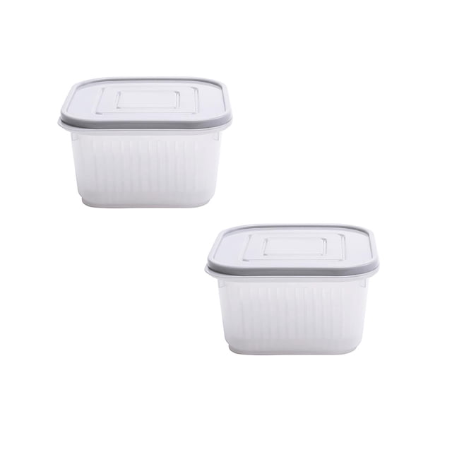 Oleegame 2PC Kids Snack Boxes For School Food Storage Container With Cover Sealed Compartment Dripping Transparent Kitchen Supplies Gray