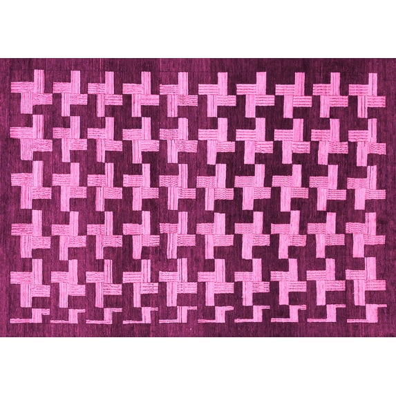 Ahgly Company Indoor Rectangle Abstract Pink Modern Area Rugs, 7' x 9'