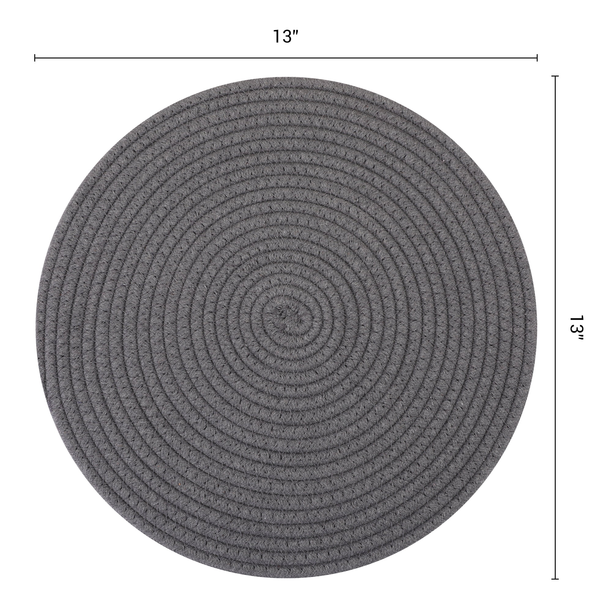 Unique Bargains 4Pcs Round Woven Table Placemats Light/Dark Gray 13x13inch