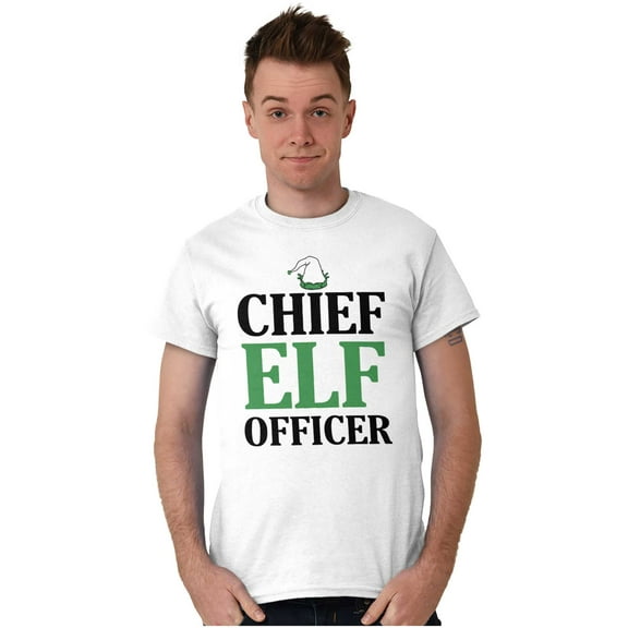Xmas Chief Elf Officer Santa Helper Men's Graphic T Shirt Tees Brisco Brands S