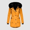 thumbnail image 3 of NECHOLOGY Flannel Wool Jacket Women Plus Size Daily Winter Coat Lapel Collar Long Sleeve Casual Warm Jackets for Women Outerwear Gold XX-Large, 3 of 4