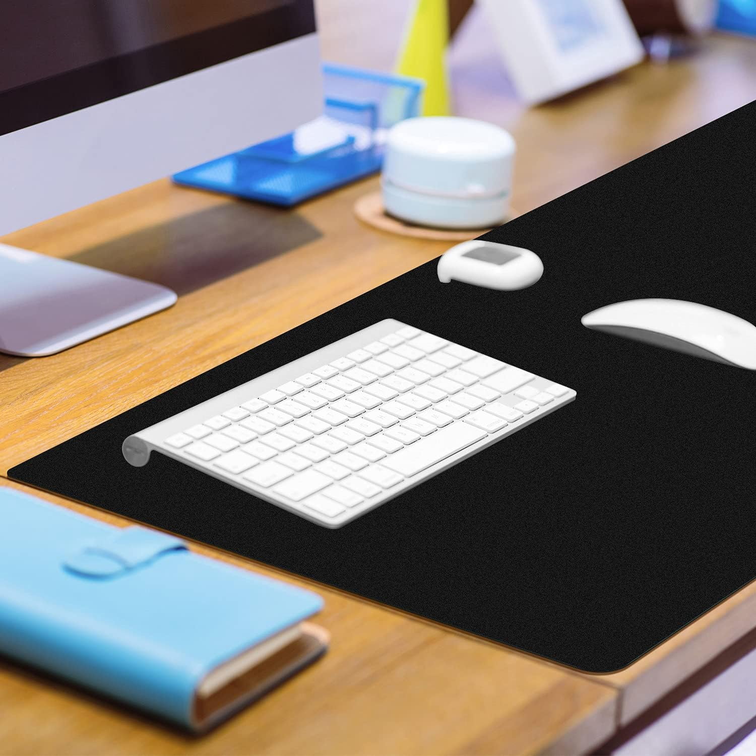 MAKUANG PVC Material Writable and Erasable Desk Mat, 27.5" x 13.8" Waterproof Large Desktop Mouse Pad,Black