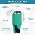 thumbnail image 2 of Yayeee 40oz Stainless Steel Tumbler with Straw and Handle Double-Wall Insulated Travel Water Bottle, Green Cat, 2 of 8