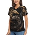 thumbnail image 2 of Honeii Vintage Metal Dragon Print Women's Classic V-Neck T-Shirt,Womens Fashion Tops,Stylish Everyday Top for Women, Casual Summer Spring Outfits Clothes-XX-Large, 2 of 5