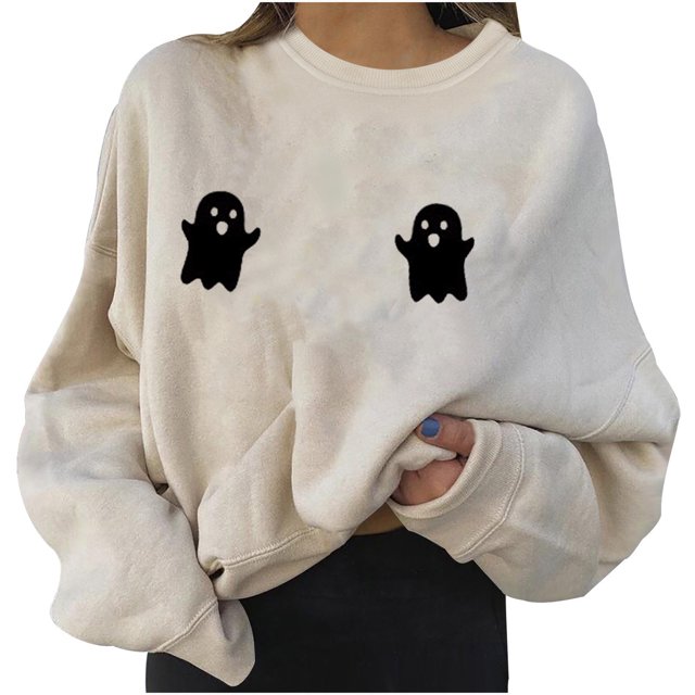 Sudaderas con capucha estampadas de manga larga informales para mujer a la moda de Halloween Fridja hj3364