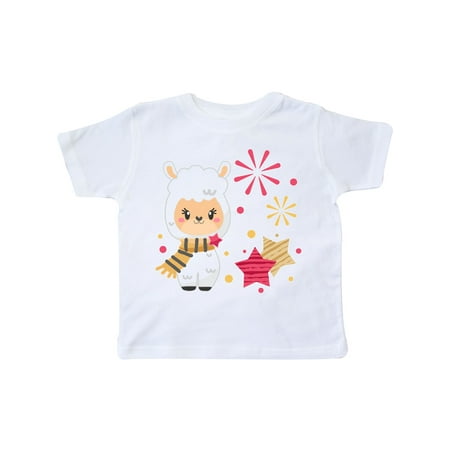 

Inktastic New Year Celebration Llama with Gold and Red Stars Gift Toddler Boy or Toddler Girl T-Shirt