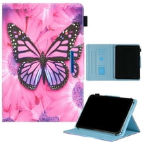 Allytech Universal 7" Tablet Case, Ultra Slim Lightweight Multi Angle Stand Folio Cover with Pencil Holder for Onn 7", RCA Voyager, Fire 7/Oasis, Lenovo, Google and More 6.5-7.5" Tablet,Big Butterfly