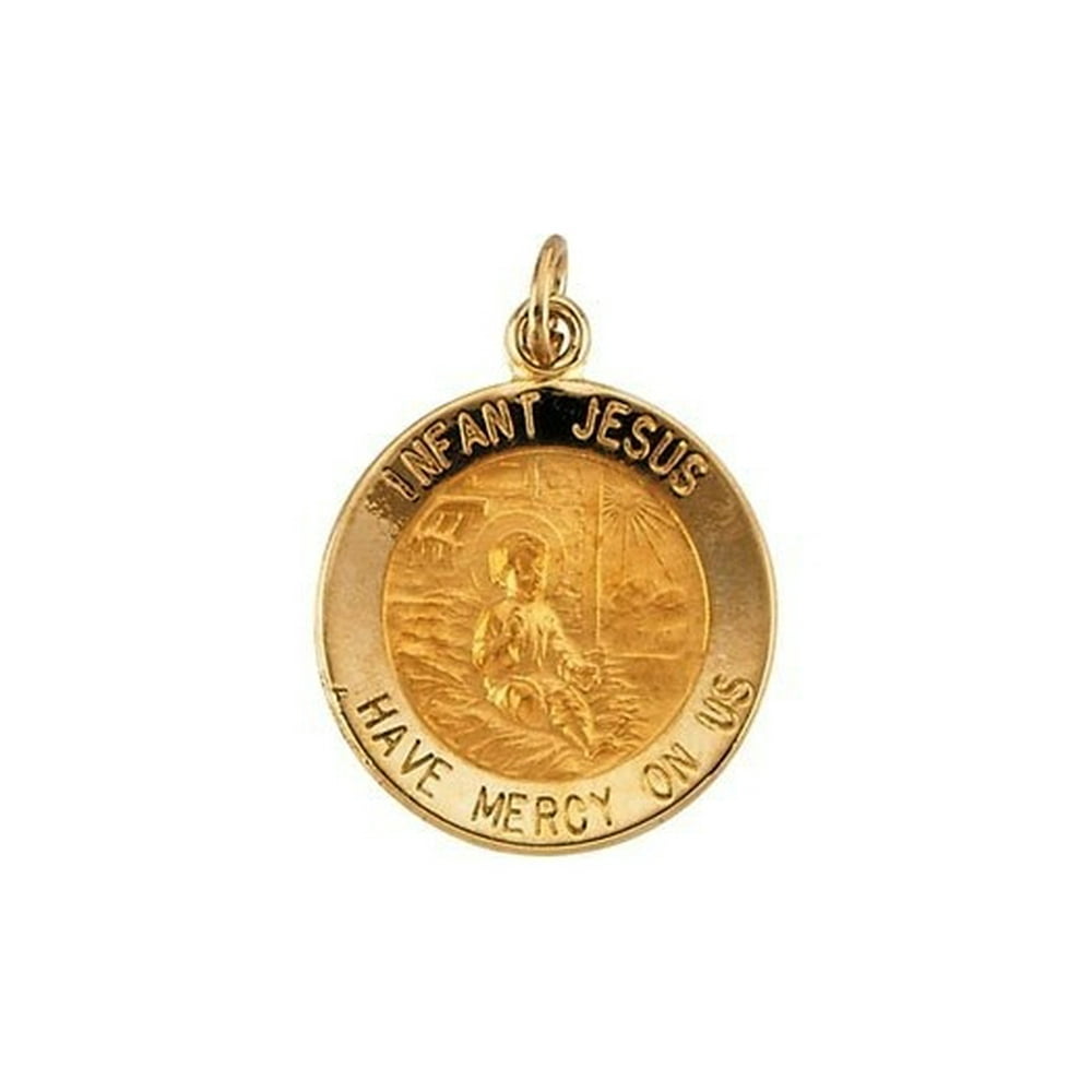 14K Gold Infant Jesus Religious Medal Solid 14k