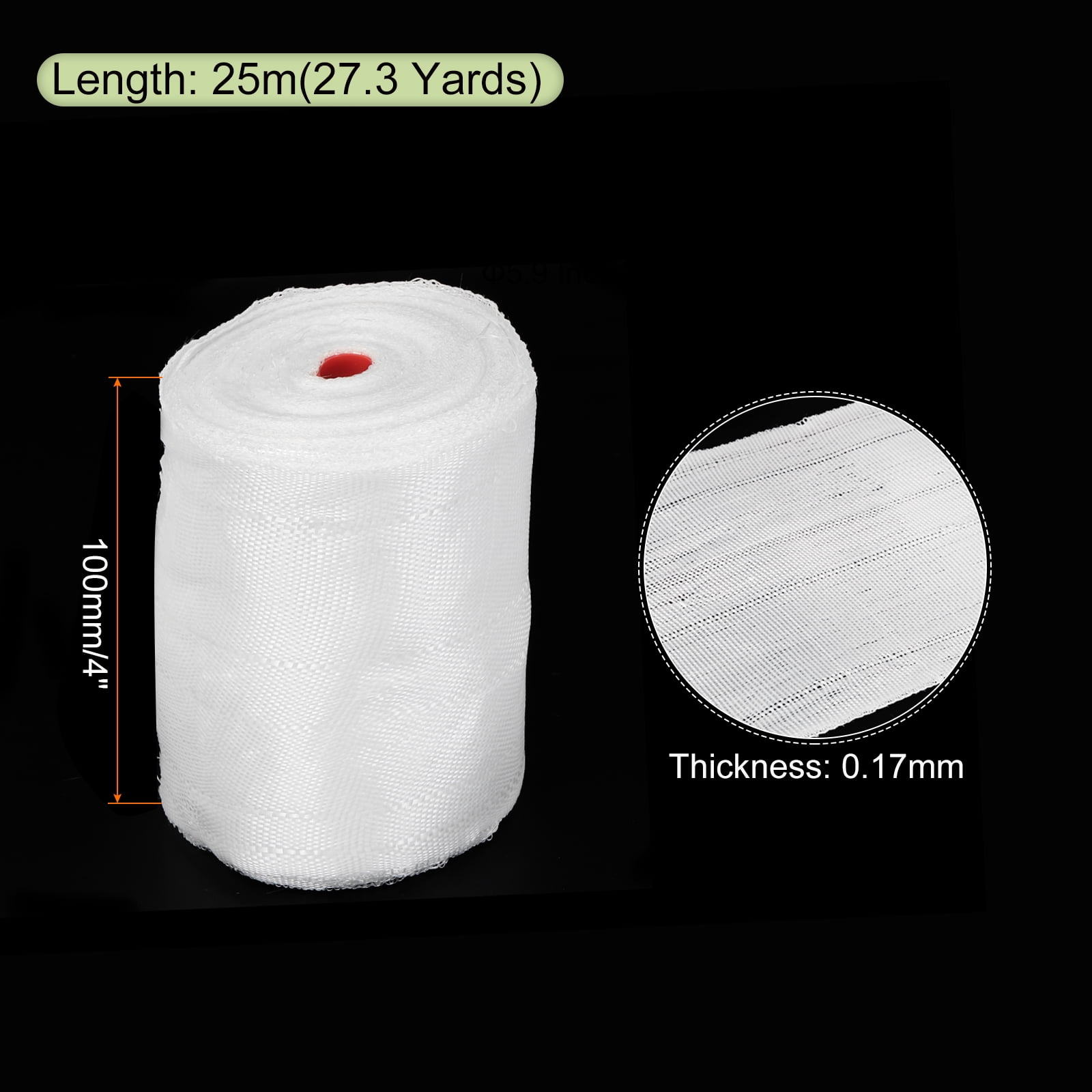 Fiberglass Cloth Tape Fiberglass Mesh Glass Fiber Mesh Fabrics Insulation Tape 25m(27.3 Yard)x100mmx0.17mm 2pcs