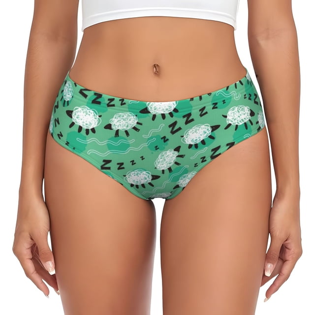 Fotbe Sheep Zzz Calzones Estampados para Mujer – Ropa Interior de Algodón, Cómoda, Suave y Elástica-XX-Large