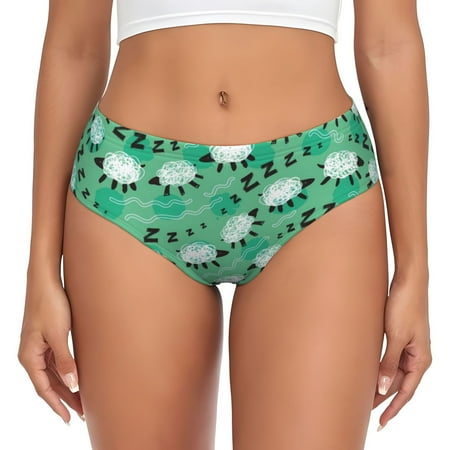 Naloa Sheep Zzz Womens No Show Cotton Underwear Mid-High Waisted Soft Ladies Panties Strech Breathable Briefs -Large