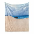 thumbnail image 1 of Shipwreck Soft Flannel Fleece Throw Blanket, Boat Crash by Exotic Tropical Beach in Shore Dream Atlantic Ocean Photo, Cozy Plush for Indoor and Outdoor Use, 50" x 60", Blue Cream, by Ambesonne, 1 of 6