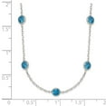 thumbnail image 3 of 925 Sterling Silver Cable Fancy Necklace Chain 9-Station Blue CZ 18 inch 5 mm, 3 of 4