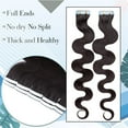 thumbnail image 6 of MY-LADY 20PCS Wavy Curly Tape in 100% Real Human Hair Extensions Hairpiece Skin Weft Full Head 14inch #1B Natural Black, 6 of 9