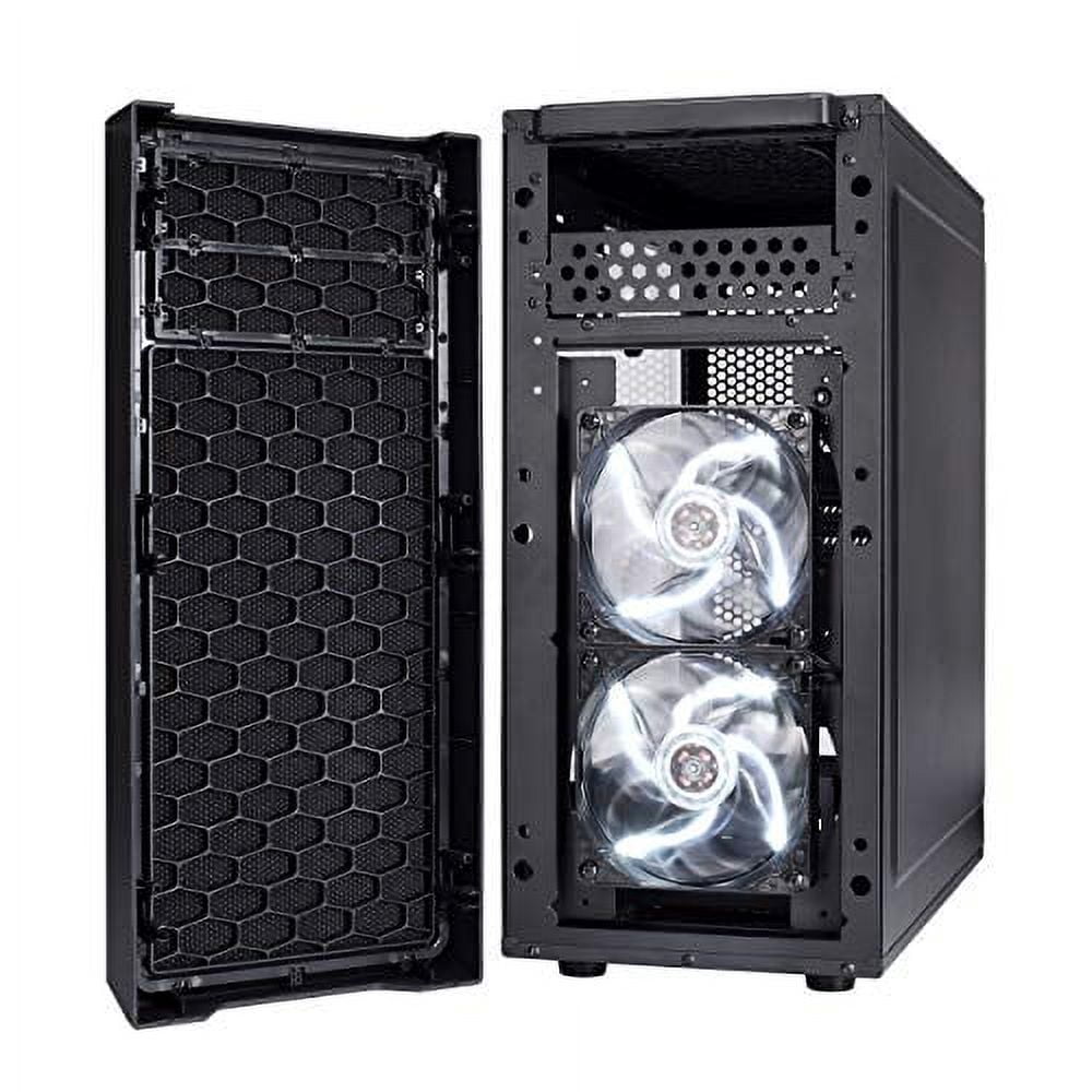 Fractal Design FD-CA-Focus-BK-W Focus G - Mid Tower Computer Case - ATX - High Airflow - 2X Silent ll Series 120mm White LED Fans Included - USB 3.0 - Window Side Panel - Black
