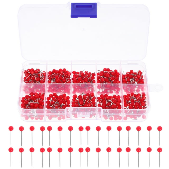 600 Pcs Épingles à Carte Rondes Rouges pour Affiches et Cartes Tableau d'Affichage Bureau École et Maison avec Boîte de Rangement