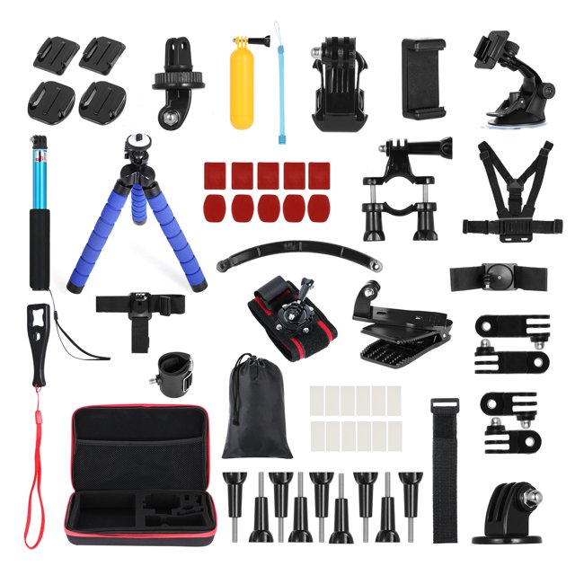 Andoer-2 Kit Completo de 60 Accesorios para Cámara Deportiva, Compatible con GoPro, SJCAM, DJI y Xiaomi, Ideal para Actividades al Aire Libre.