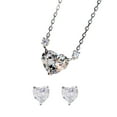 thumbnail image 5 of AYYUFE Women Earring Necklace Set Pink Rhinestone Heart Shape Pendant Stainless Ear Neck Decoration Jewelry Prom Wedding Party Jewelry Set,Pink, 5 of 8