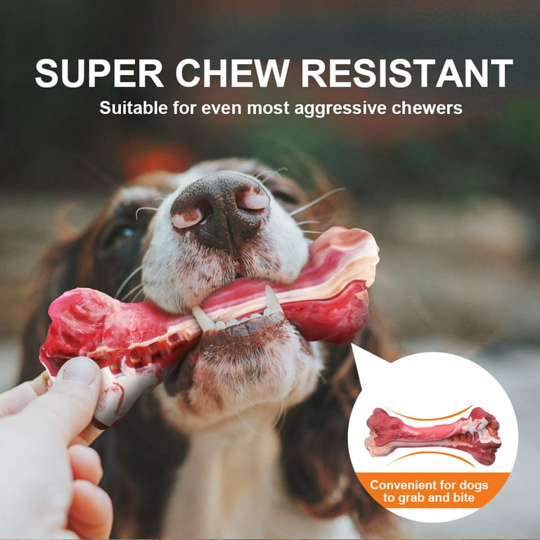 Interactive Dog Chew Toy for Aggressive Chewers Tough Durable Hard Dog Toys  Non-Toxic Bone Clean