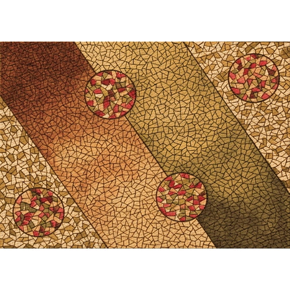 Ahgly Company Indoor Rectangle Patterned Saffron Red Area Rugs, 2' x 5'