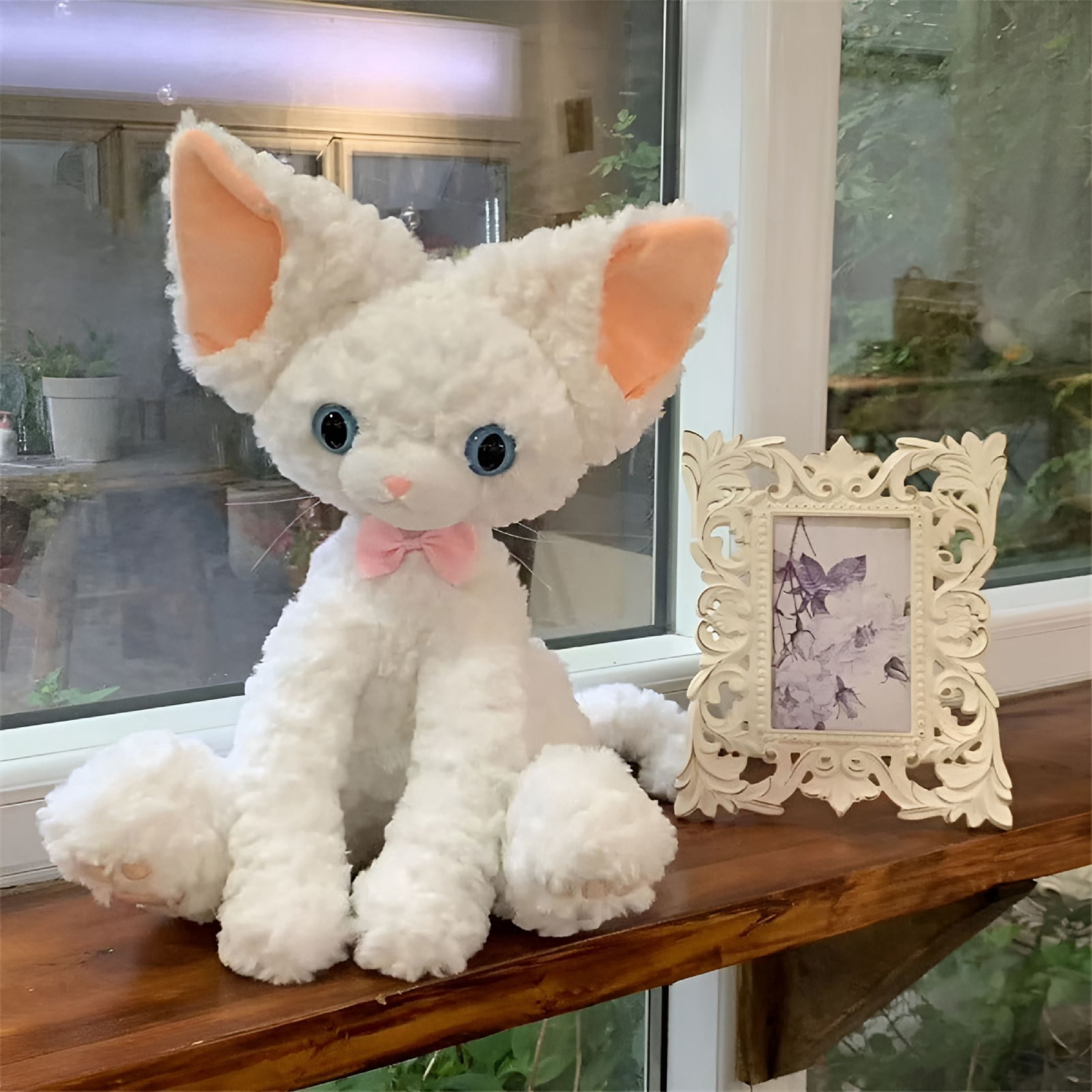 BESTSKY Organic Baby Toys,Curly Haired Cat Stuffed Animal Toy with Lullaby Music for Infant Babies 0 3 6 12 to 36 Months Boy & Girl,Ideal Gift for Newborn
