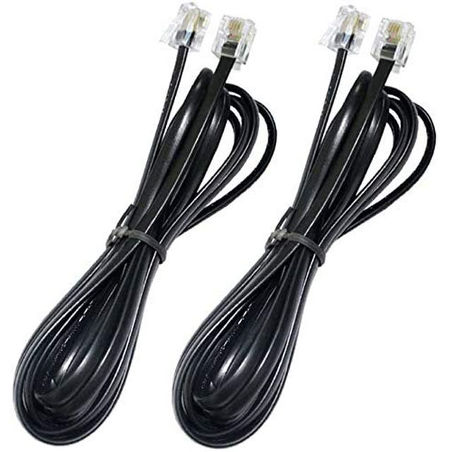 Phone Cord,Glian 2 Pack 6P4C 2M 6.5ft Black Phone Telephone Extension Cord Cable Line Wire RJ11 Modular Plug for Landline Telephone Modem Accessory