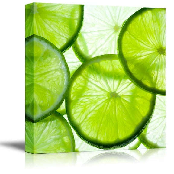 wall26 - Canvas Prints Wall Art - Refreshing Lime Slices Close Up | Modern Wall Decor/Home Decoration Stretched Gallery Canvas Wrap Giclee Print. Ready to Hang - 12" x 12"