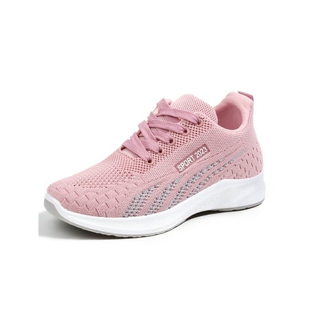 

Daeful Women Athletic Shoes Breathable Sneakers Sport Running Shoe Lightweight Mesh Trainers Ladies Round Toe Casual Sneaker Pink 8