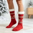 thumbnail image 4 of Lutiedan Christmas Fleece Socks for Men and Women, Fuzzy Non Slip Knit Slipper Socks, Winter Thick Warm Mid Calf Socks,Red2, 4 of 8