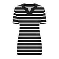 thumbnail image 6 of Otntypg Plus Size Tops for Women Casual Striped Color Block Print Summer Short Sleeve V Neck Tunic Blouse Loose Oversized Comfy Pullover T-Shirts Dark Gray XXXL, 6 of 6