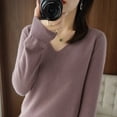 thumbnail image 3 of Women Sweater Spring Autumn Knitted Pullovers V-neck Slim Fit Bottoming Shirts Solid Soft Knitwear Jumpers Basic Sweaters 2023, 3 of 7