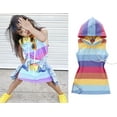 thumbnail image 2 of One opening 2020 New Kid Girl Rainbow Dress Baby Girl Summer Clothes Colorful Stripe Outfit Hooded Dress Sunsuit 1-7Y, 2 of 6
