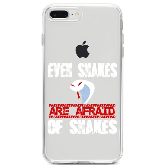 DistinctInk Clear Shockproof Hybrid Case for iPhone 7 PLUS / 8 PLUS (5.5" Screen) TPU Bumper Acrylic Back Tempered Glass Screen Protector - Even Snakes are Afraid of Snakes