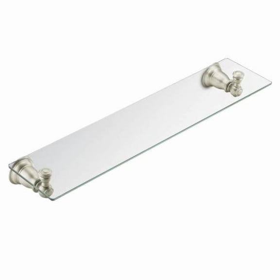 Moen YB5490BN Kingsley 20-Inch W x 5-Inch D Decorative Bathroom Vanity Glass Shelf,, Brushed Nickel