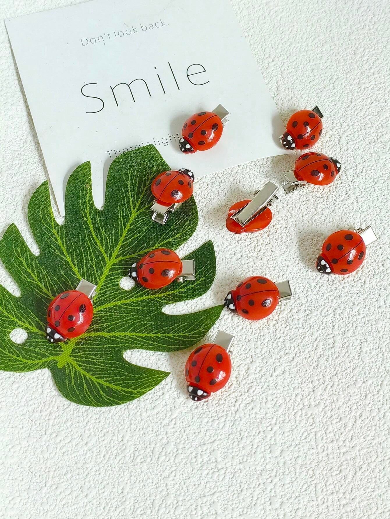lady bug hair clips 30 pcs mini 0.6 x 0.8 inch resin alloy hairpins for festival party styling