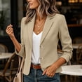 thumbnail image 5 of IUYRTFE Women Double Button Lapel Blazer Long Sleeve Slim Fit Casual Business Suit Jacket, 5 of 9