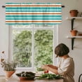 thumbnail image 5 of Turquoise and Orange Stripes Window Valance Curtain Striped Rod Pocket Short Curtain for Living Room, Bedroom & Kitchen Window Decor 42x12in, 5 of 8