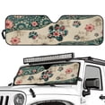 thumbnail image 2 of Yuyamidu Dog Paw Windshield Sun Shade Compatible with Wrangler JK JKU TJ, Boho Flowers Windshield Sunshade Sun Visor Blocks UV Rays, Sun Shade Shield Protector Compatible with Wrangler 1997-2018, 2 of 7