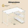 thumbnail image 3 of Costway L-Shaped Computer Desk with Power Outlets Adjustable shelf Heavy-Duty Metal Frame White, 3 of 10