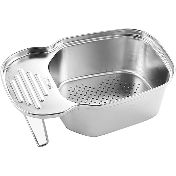 Cesta de colador de drenaje para fregadero de cocina, colador de fregadero multifunción en forma de silla de montar, recolector de alimentos de acero inoxidable para filtrar residuos de alimentos y lavar frutas o verduras (plata) Sincero Electrónica