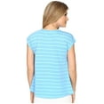 thumbnail image 3 of Mod-O-Doc Women's Tonal Tencel Stripe Short Sleeve Pleat Over Tee Clear Water T-Shirt MD (US 8-10), 3 of 3