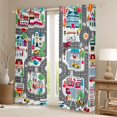 thumbnail image 2 of Manfei Town Houses Blackout Curtains,Toy Cars Print Curtains Pack of 2 (42x84 Each),Gray, 2 of 7