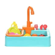 Esquirla Kitchen Sink Toys Children Play Dishwasher with Running Water Kids Play Electric Green